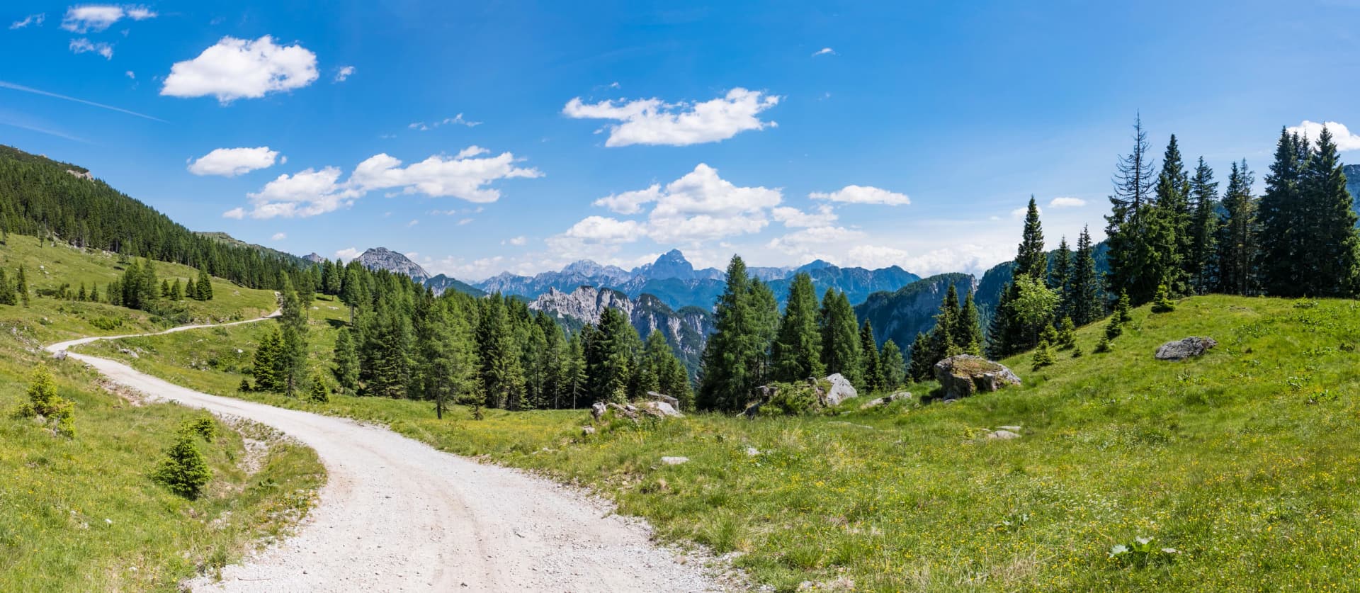 View from Auernig Alm in Carnic Alps to Julian Alps