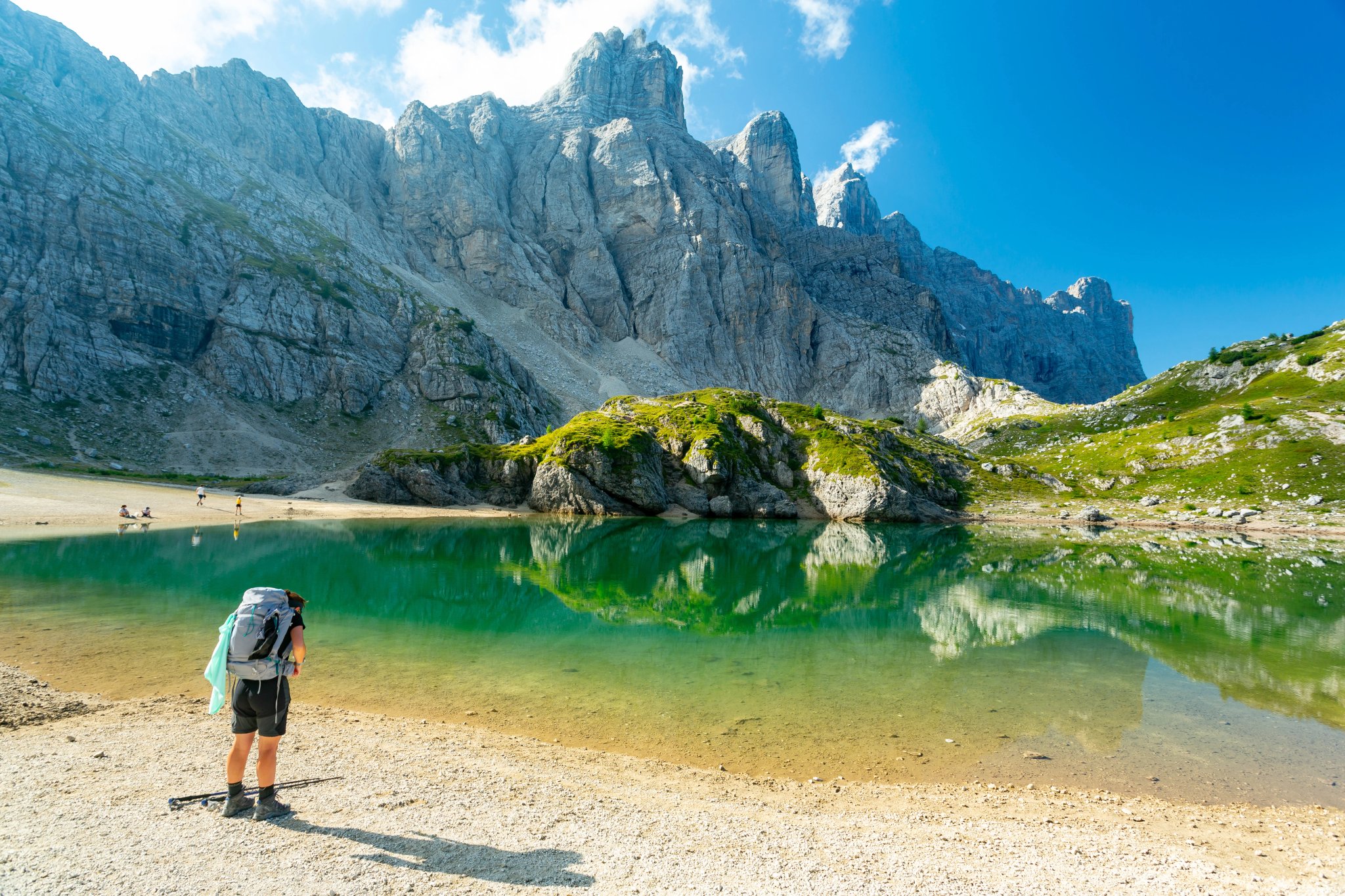 Coldai lake trail in the Dolomites, Italy	