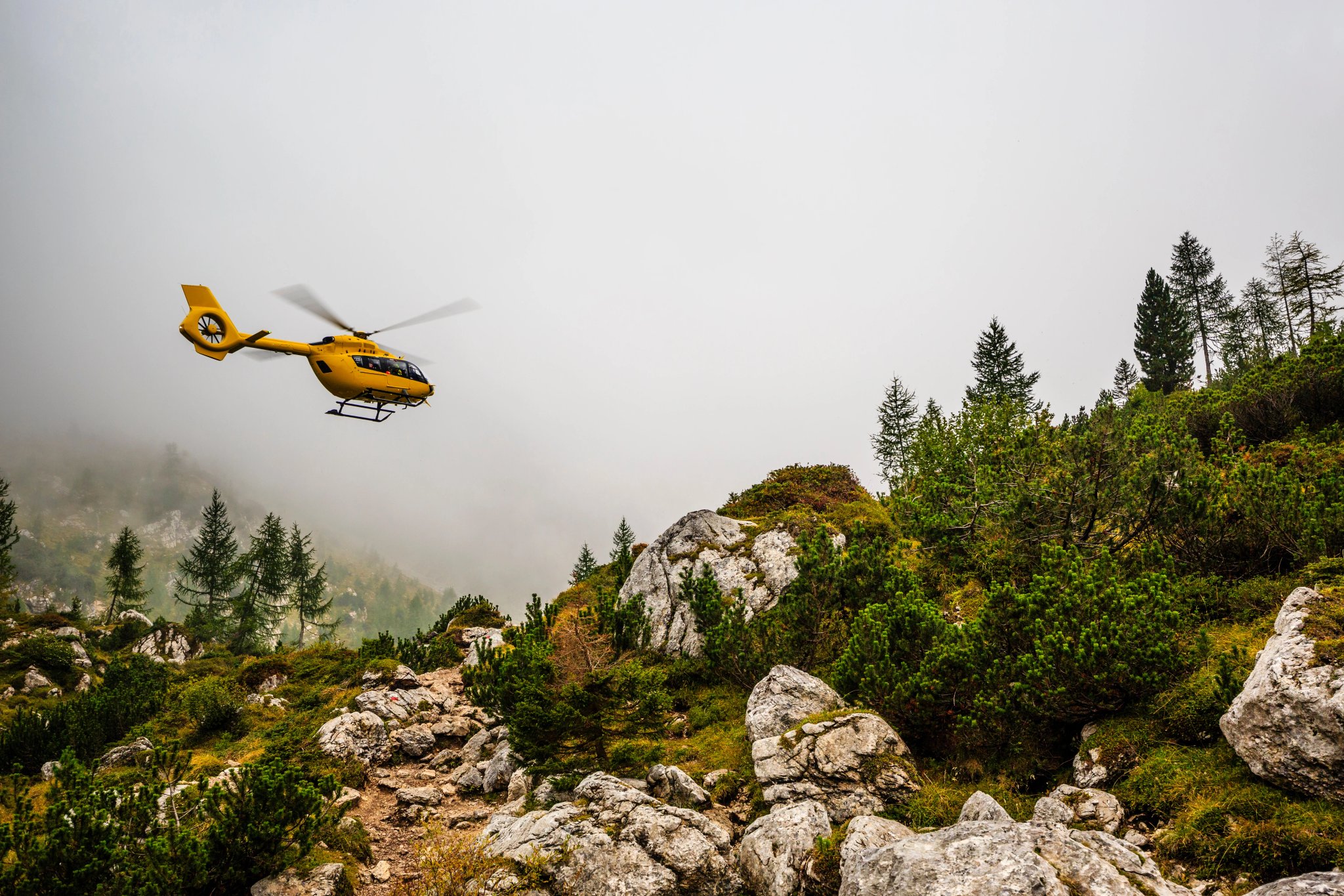 Helicopter rescue, Punta Sorapiss, Dolomites, Italy