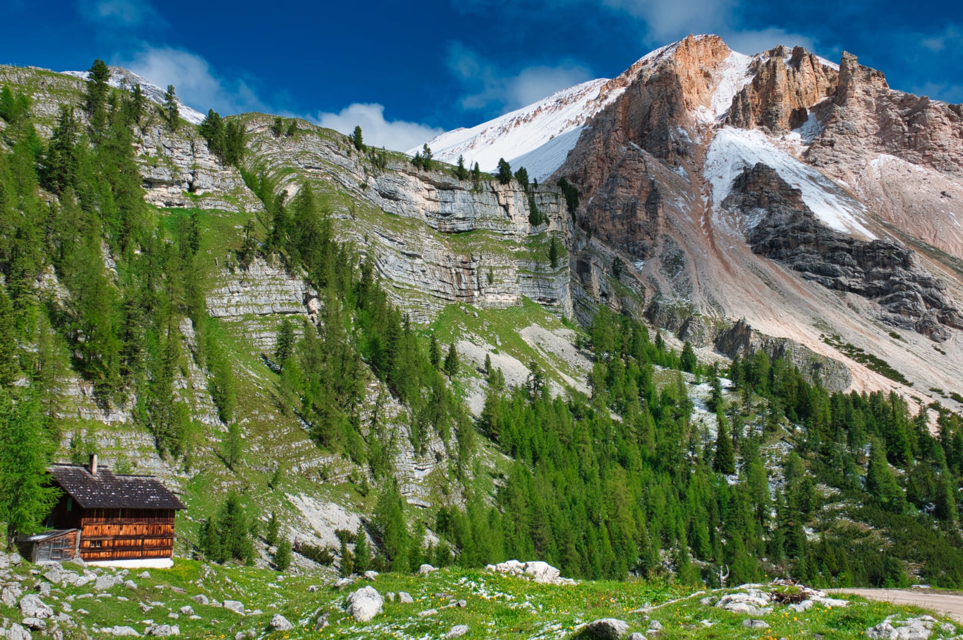 Hut in the Fanes Valley, Alta Via 1, Dolomites, Italy