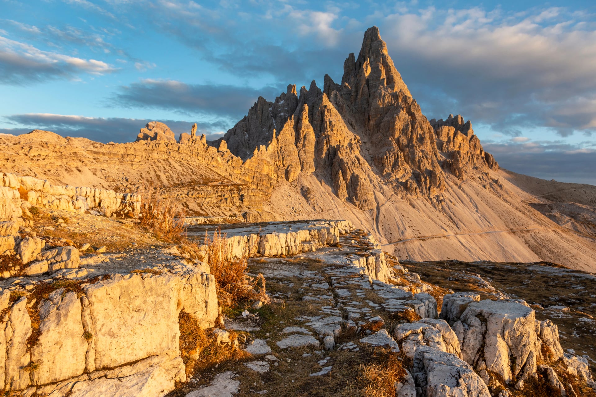 Paterno mountain at golden hour sunset in autumn.