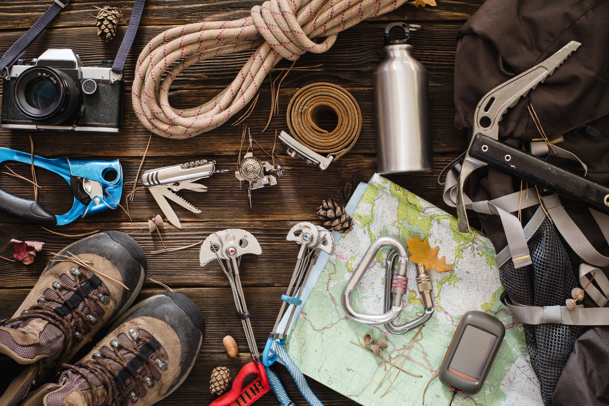 Equipment necessary for mountaineering and hiking