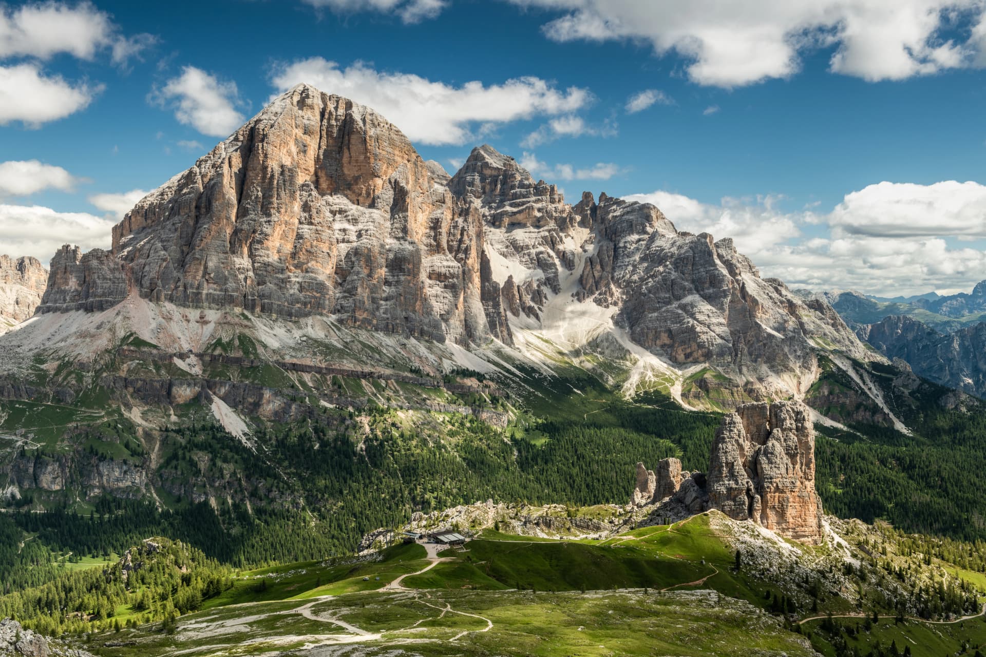 Dramatic View of Cinque Torri in the Dolomite Mountains of Italy
