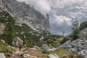 Man on trail from coldai to vazzoler