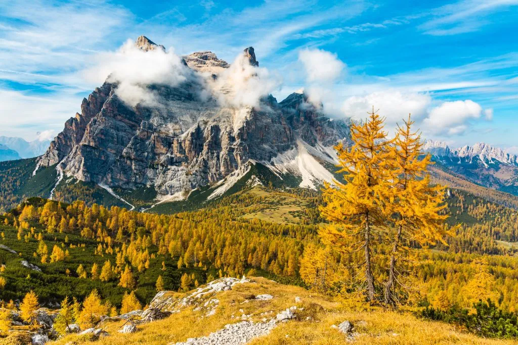 Pass beneath the towering Monte Pelmo