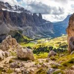 hike between the jagged peaks of the dolomites