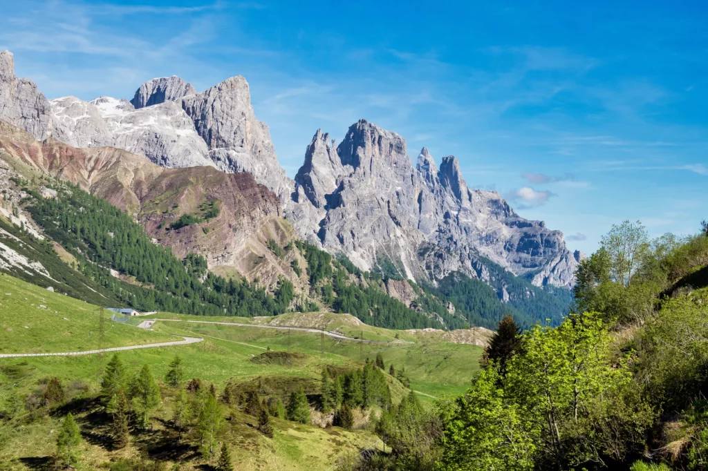 Pale di San Martino Dolomiitit. Passo Rolle, Trentino Alto Adige. Italia