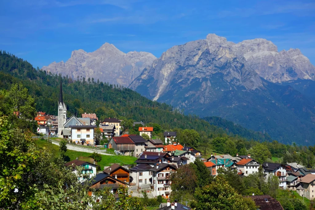 Summer view of the famous Pale di San Martino near San Martino di Castrozza