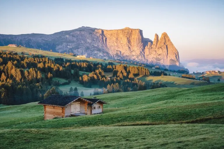 the schler mountain massif from seiser alm